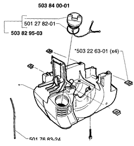 Fuel Tank Diagram and Parts List for 232RL 1997-02 Husqvarna Brush Cutter
