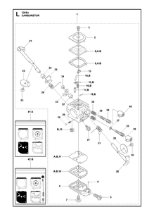 Carburetor Diagram and Parts List for 326EX  Husqvarna Edger