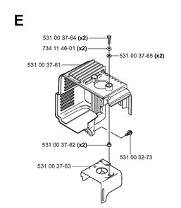 Cylinder Cover Diagram and Parts List for 165BT 20053300001-Current Husqvarna Leaf Blower / Vacuum