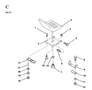 Seat Diagram and Parts List for LTH130 (HE13H36D)(1997-03) Husqvarna Lawn Tractor