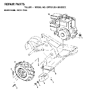 Mainframe, Right Side Diagram and Parts List for CRT35 (954001252D)(1996-03) Husqvarna Tiller