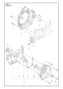 Crankcase Diagram and Parts List for 143RST  Husqvarna Brush Cutter