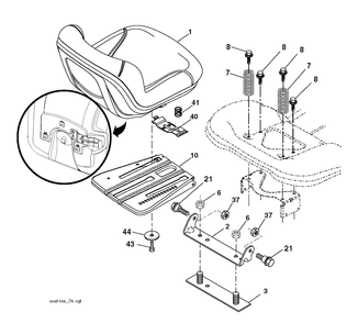 Seat Diagram and Parts List for YTH150 (96041002103)(2009-10) Husqvarna Lawn Tractor