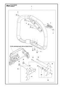 Handle Diagram and Parts List for 572XP-572XPG 572 XP W-572 XP GW Husqvarna Chainsaw