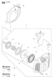 Starter Diagram and Parts List for 435E 20081800001-20090400000 Husqvarna Chainsaw