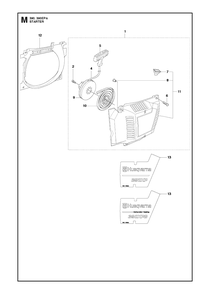 Starter Diagram and Parts List for 390XP-XPG-XPW (EPA)(20101800001 - 20111800000) Husqvarna Chainsaw