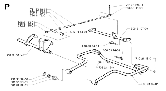 Frame Diagram and Parts List for R11 2002-02 Husqvarna Lawn Tractor