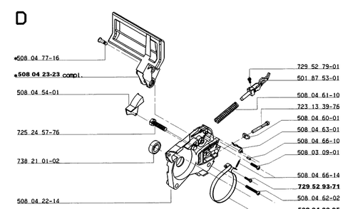 Chain Brake Diagram and Parts List for 16 19991400001-Current Husqvarna Chainsaw