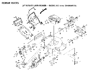 Product Complete Diagram and Parts List for 51MD (954065801A)(1994-07) Husqvarna Lawn Mower