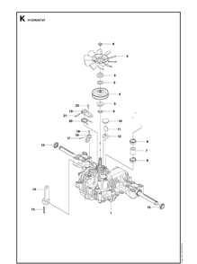 Transmission Diagram and Parts List for R316T  Husqvarna Lawn Mower