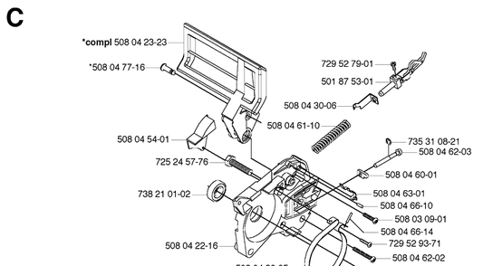 Chain Brake Diagram and Parts List for 316 20033100001-Current Husqvarna Chainsaw