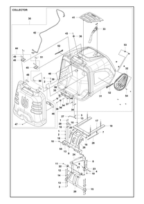 Collector Diagram and Parts List for RC320TSAWD 2023 Husqvarna Lawn Tractor