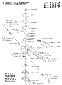 Carburetor Details Diagram and Parts List for 343F 20043100001-20064000000 Husqvarna Brush Cutter