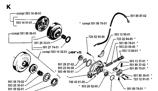 Clutch And Oil Pump Diagram and Parts List for 3120 19942300001-19960100000 Husqvarna Chainsaw