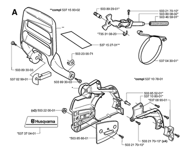 Chain Brake Diagram and Parts List for 359 20060600001-20070900000 Husqvarna Chainsaw