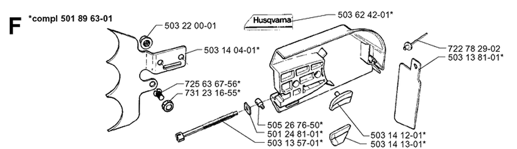 Chain Brake Diagram and Parts List for 3120 19960100001-19980900000 Husqvarna Chainsaw