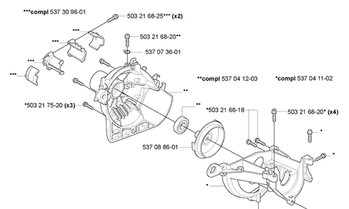 Crankcase Diagram and Parts List for HA110 2005-09 Husqvarna Hedge Trimmer