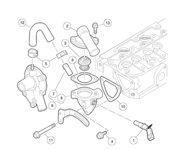Water Flange And Thermostat Diagram and Parts List for HUV4421GXP 2009 Husqvarna Lawn Tractor