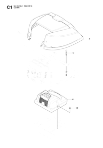 Hood Diagram and Parts List for R16 (965161601)(2007-06) Husqvarna Lawn Tractor
