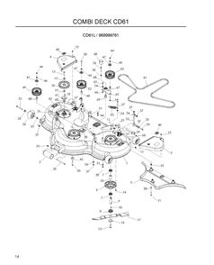 Mower Deck / Cutting Deck Diagram and Parts List for 968999761 2009-03 Husqvarna Lawn Mower