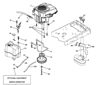 Engine Diagram and Parts List for TS142 (96041043000)(2019-04) Husqvarna Lawn Tractor