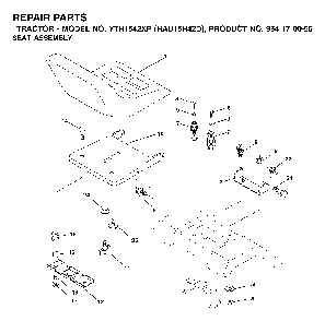 Seat Diagram and Parts List for YTH1542XP (HAU15H42D, 954170056)(2003-01) Husqvarna Lawn Tractor
