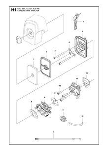 Carburetor Air Filter Diagram and Parts List for 525LS 2013-03 Husqvarna Brush Cutter