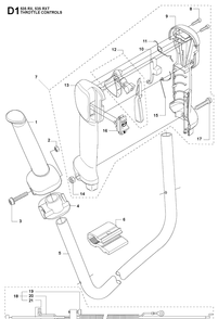 Throttle Controls Diagram and Parts List for 535RX  Husqvarna Brush Cutter