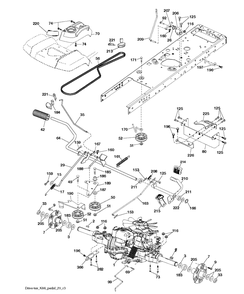 Drive Diagram and Parts List for TS348XD (96043031900)(2019-08) Husqvarna Lawn Tractor