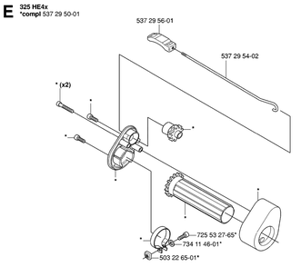 Handle Diagram and Parts List for 325HDA55X 20053600001 - 20054000000 Husqvarna Hedge Trimmer