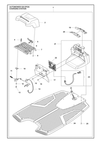 Charging Station Diagram and Parts List for 520EPOS  Husqvarna Lawn Mower