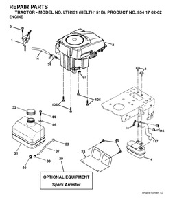 Engine Diagram and Parts List for LTH151 (954170202-B)(2004-06) Husqvarna Lawn Tractor