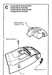 Cover Diagram and Parts List for 371XP 19954900001-19960900000 Husqvarna Chainsaw