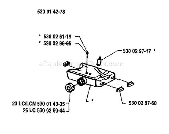 Muffler Diagram and Parts List for 23LCN 1991-04 Husqvarna Trimmer