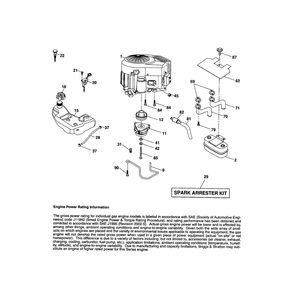 Engine Diagram and Parts List for 917287561  Husqvarna Lawn Tractor