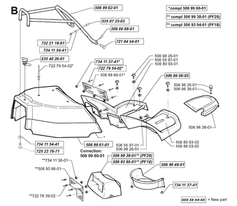 Hood Diagram and Parts List for PF18 2000-03 Husqvarna Lawn Tractor