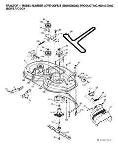 Mower Deck / Cutting Deck Diagram and Parts List for YTH20F42T (960450002-00)(2006) Husqvarna Lawn Tractor