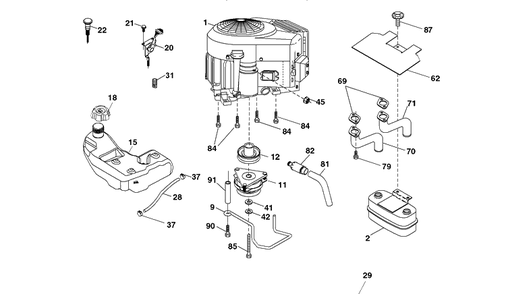 Engine Diagram and Parts List for 2748GLS (96043005000)(2008-03) Husqvarna Lawn Mower