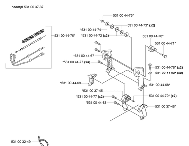 Throttle Assembly Diagram and Parts List for 165BT 2005-08 - US Husqvarna Leaf Blower / Vacuum