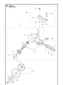 Bevel Gear Diagram and Parts List for 543RBK 20130500001-20182200000 Husqvarna Brush Cutter