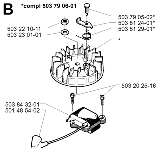 Ignition System 2 Diagram and Parts List for 225B 20012200001-Current Husqvarna Leaf Blower / Vacuum