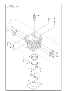 Cylinder Diagram and Parts List for 543RBK 20130500001-20182200000 Husqvarna Brush Cutter