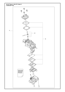 Carburetor Details Diagram and Parts List for 562XPMARKII  Husqvarna Chainsaw