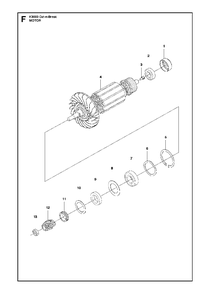 Motor Diagram and Parts List for K3000CUT-N-BREAK 2013-06 Husqvarna Circular Saw