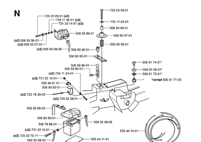 Electrical Diagram and Parts List for RIDER16 (953521401)(2006-01) Husqvarna Lawn Mower