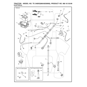 Electrical Diagram and Parts List for 96043030900  Husqvarna Lawn Tractor
