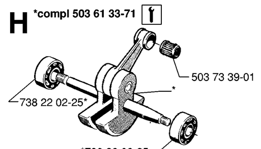Crankshaft Diagram and Parts List for 61 19970100001-19993100000 Husqvarna Chainsaw
