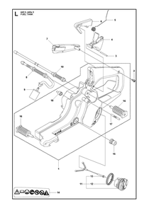 Fuel Tank Diagram and Parts List for 440 e-series II Husqvarna Chainsaw