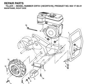 Mainframe, Right Side Diagram and Parts List for CRT51 (HECRT51N)(2004-01) Husqvarna Cultivator