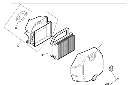 Air Filter Diagram and Parts List for SV590-0007 2005-01 Husqvarna Engine